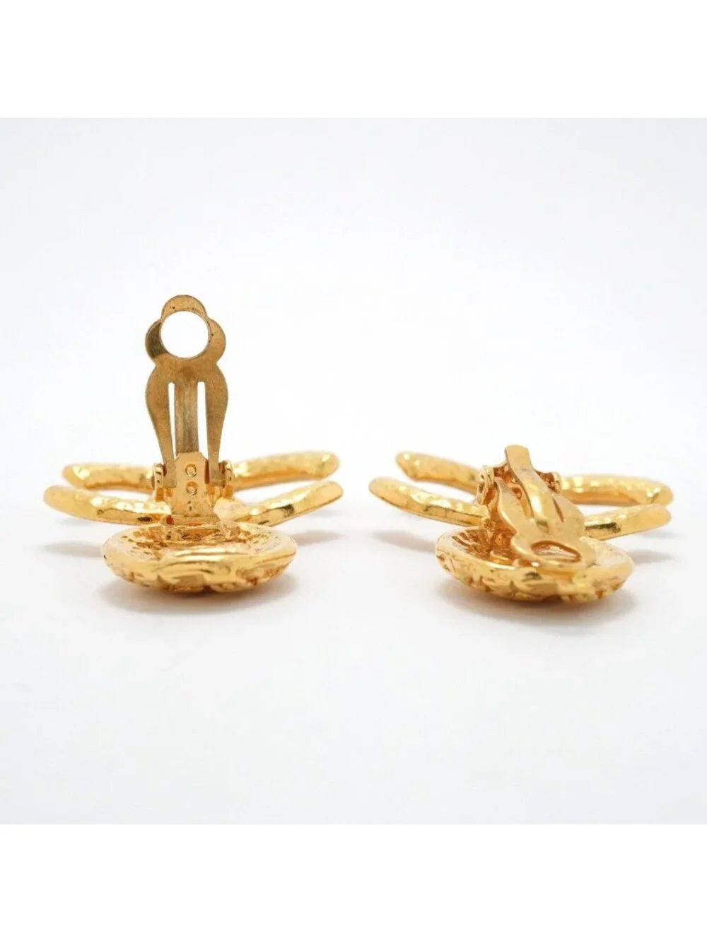 Chanel Earrings Vintage CC Logo Gold Plated